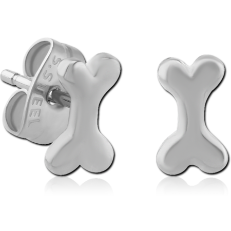 SURGICAL STEEL EAR STUDS PAIR - BONE