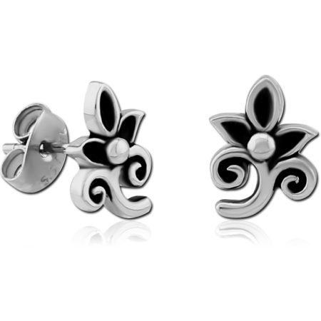 SURGICAL STEEL EAR STUDS PAIR - FILIGREE FLOWER