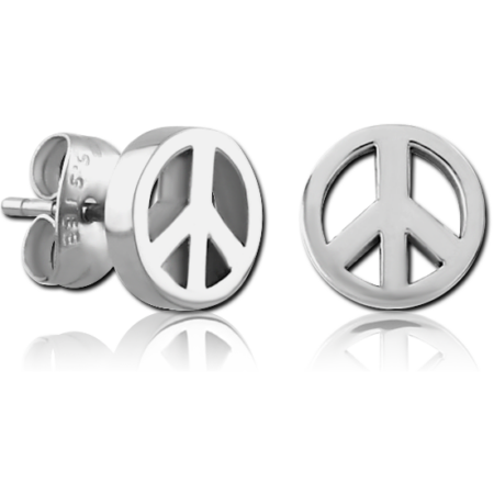 SURGICAL STEEL EAR STUDS -  PEACE SIGN