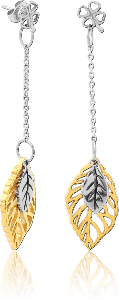 SURGICAL STEEL EAR STUDS PAIR - SHAMROCK WITH GOLD PVD