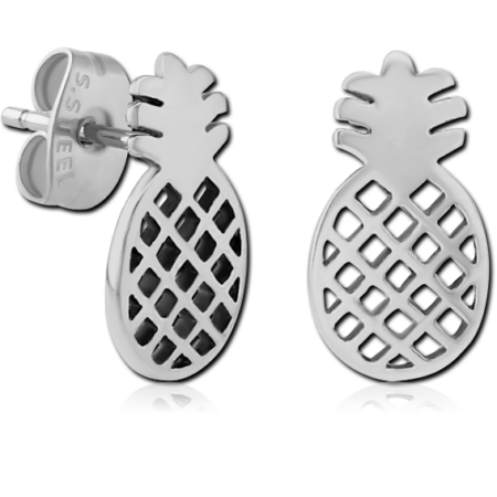 SURGICAL STEEL EAR STUDS PAIR - PINEAPPLE