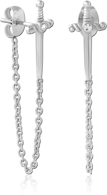 SURGICAL STEEL JEWELED EAR STUDS PAIR