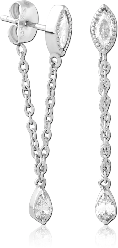 SURGICAL STEEL JEWELED EAR STUDS PAIR