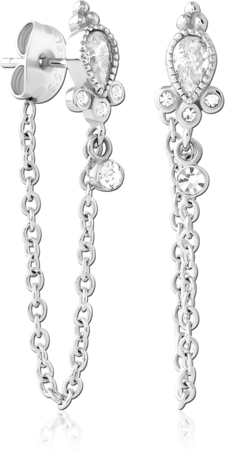 SURGICAL STEEL JEWELED EAR STUDS PAIR