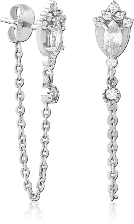 SURGICAL STEEL JEWELED EAR STUDS PAIR