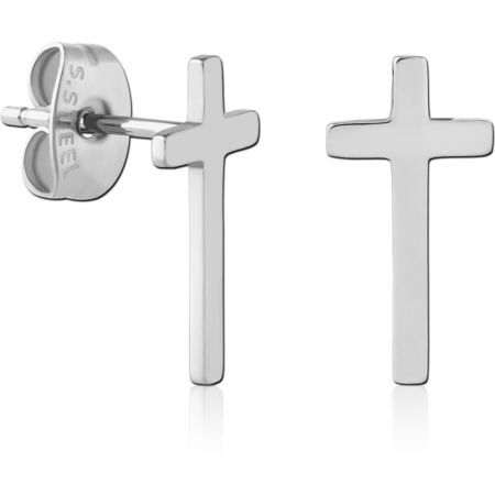 SURGICAL STEEL EAR STUDS PAIR - CROSS