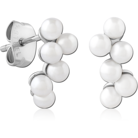 SURGICAL STEEL EAR STUDS PAIR WITH SYNTATIC PEARL