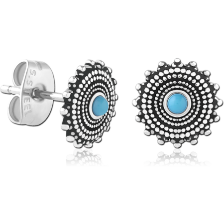 SURGICAL STEEL JEWELED EAR STUDS PAIR
