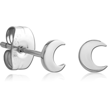 SURGICAL STEEL EAR STUDS PAIR - CRESCENT MOON