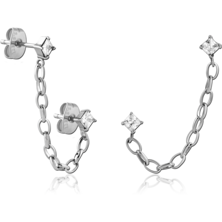 SURGICAL STEEL JEWELED EAR STUDS PAIR