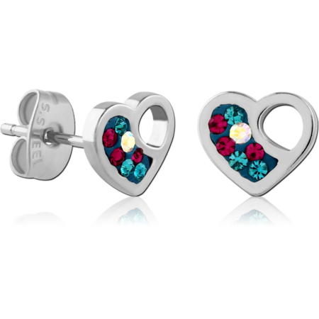 SURGICAL STEEL CRYSTALINE JEWELED EAR STUDS PAIR