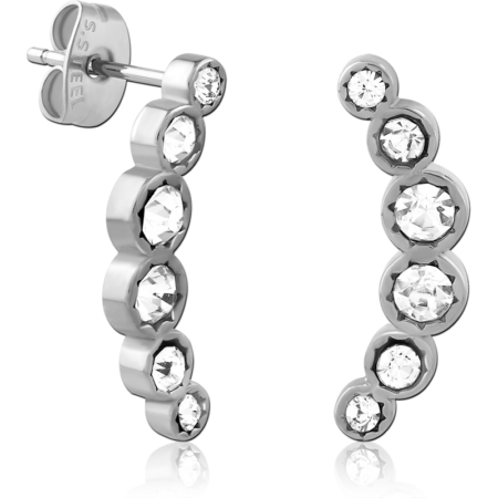 SURGICAL STEEL JEWELED EAR STUDS PAIR