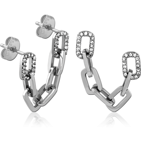 SURGICAL STEEL EAR STUDS WITH CHAIN