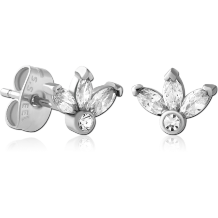 SURGICAL STEEL JEWELED EAR STUDS PAIR