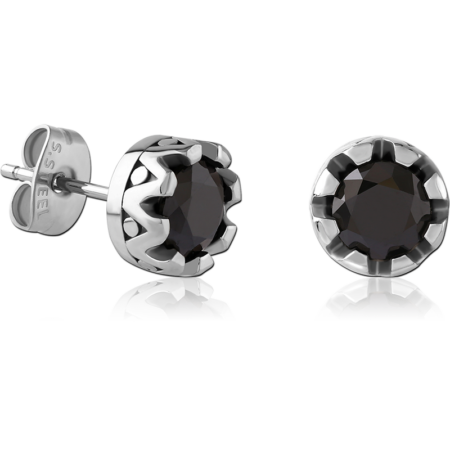 SURGICAL STEEL JEWELED EAR STUDS PAIR