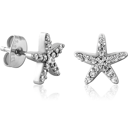 SURGICAL STEEL JEWELED EAR STUDS PAIR