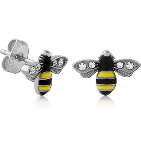 SURGICAL STEEL JEWELED EAR STUDS PAIR