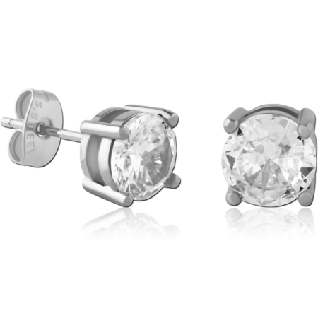 SURGICAL STEEL JEWELED EAR STUDS PAIR