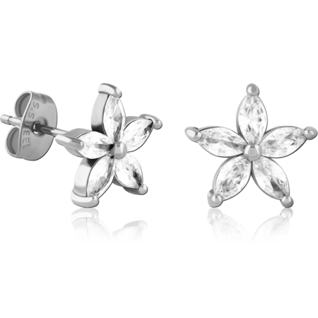 SURGICAL STEEL JEWELED EAR STUDS PAIR