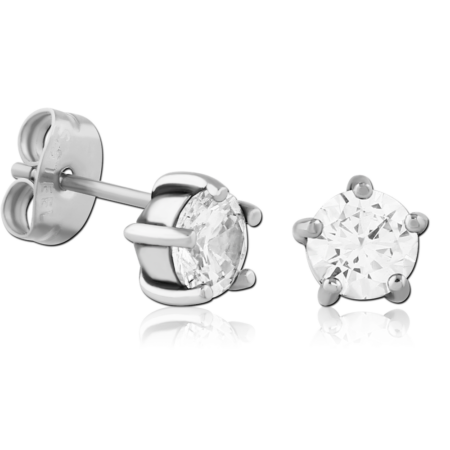 SURGICAL STEEL JEWELED EAR STUDS PAIR