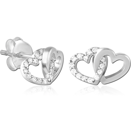 SURGICAL STEEL JEWELED EAR STUDS PAIR