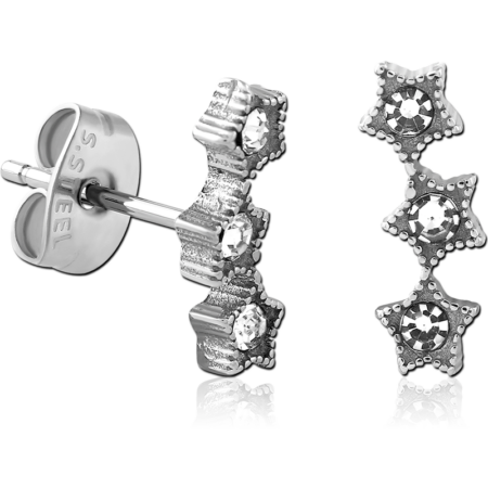 SURGICAL STEEL JEWELED EAR STUDS PAIR