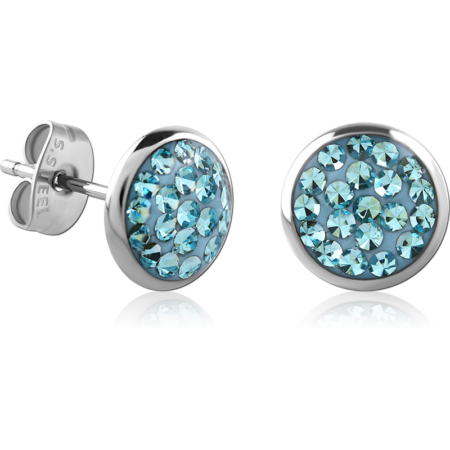 SURGICAL STEEL CRYSTALINE JEWELED EAR STUDS PAIR