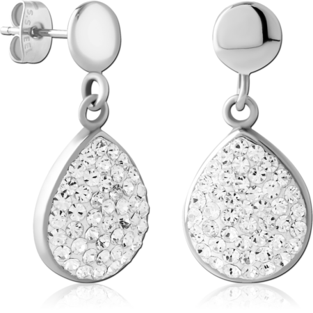 SURGICAL STEEL CRYSTALINE JEWELED EAR STUDS PAIR