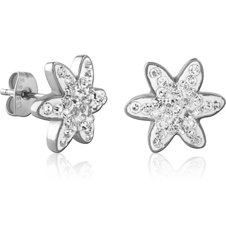 SURGICAL STEEL CRYSTALINE JEWELED EAR STUDS PAIR