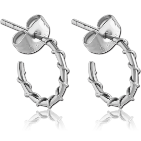SURGICAL STEEL EAR STUDS PAIR - WIRE ON HOOP