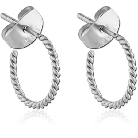 SURGICAL STEEL EAR STUDS PAIR - TWIST HOOP