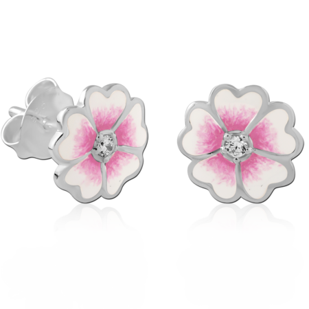 STERLING SILVER 925 PLATED JEWELED EAR STUDS PAIR