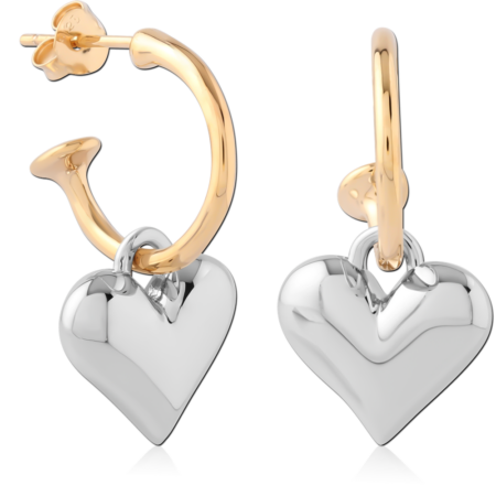 STERLING SILVER 925 GOLD PLATED TWO TONE EAR STUDS PAIR