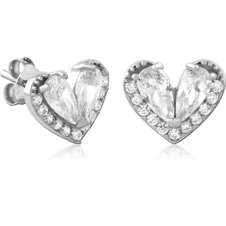 STERLING SILVER 925 PLATED JEWELED EAR STUDS PAIR