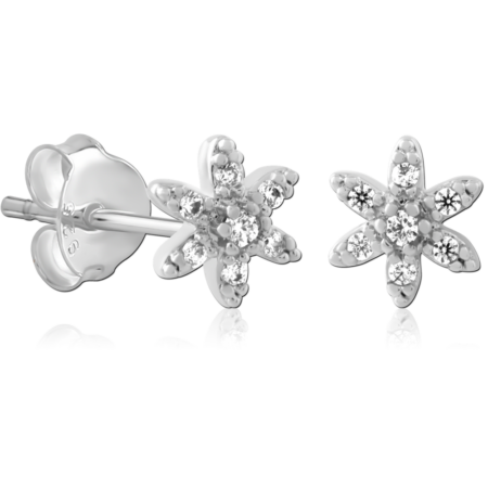 STERLING SILVER 925 PLATED JEWELED EAR STUDS PAIR