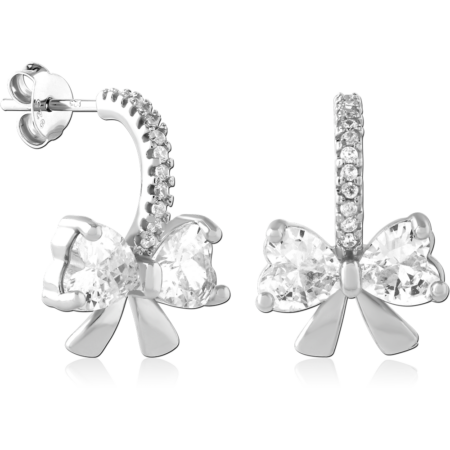 STERLING SILVER 925 PLATED JEWELED EAR STUDS PAIR