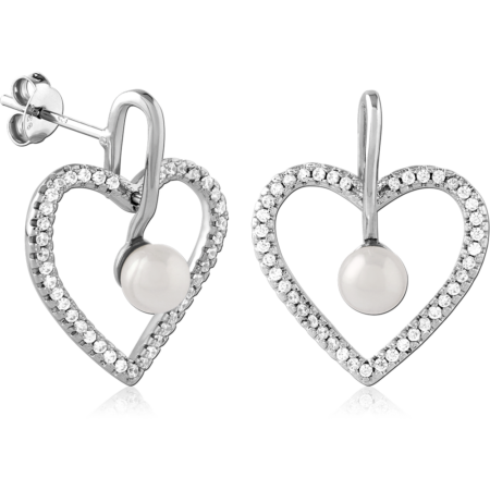 STERLING SILVER 925 PLATED JEWELED EAR STUDS PAIR