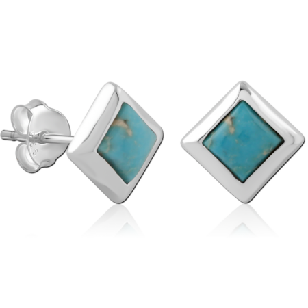 STERLING SILVER 925 PLATED JEWELED EAR STUDS PAIR