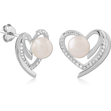 STERLING SILVER 925 PLATED JEWELED EAR STUDS PAIR