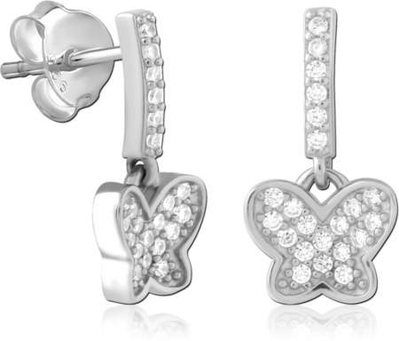 STERLING SILVER 925 PLATED JEWELED EAR STUDS PAIR
