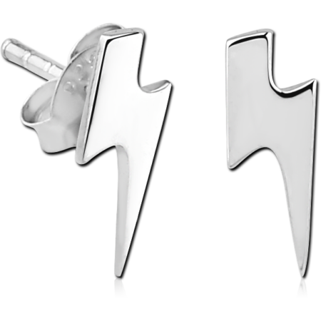 STERLING SILVER 925 EAR STUDS PAIR - LIGHTNING