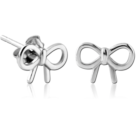 STERLING SILVER 925 EAR STUDS PAIR - BOW