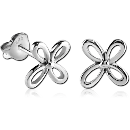 STERLING SILVER 925 EAR STUDS PAIR - FLOWER