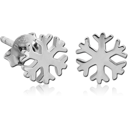 STERLING SILVER 925 EAR STUDS PAIR - SNOWFLAKE