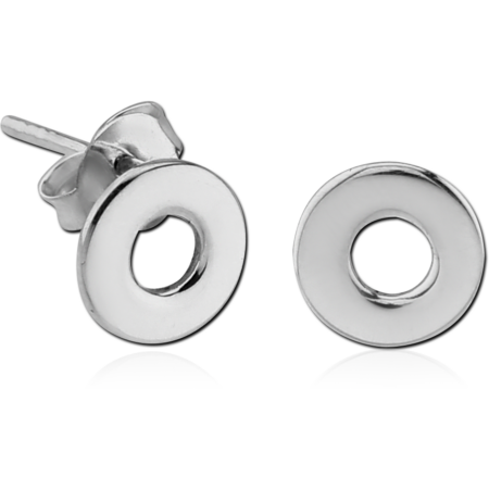 STERLING SILVER 925 EAR STUDS PAIR - DONUT