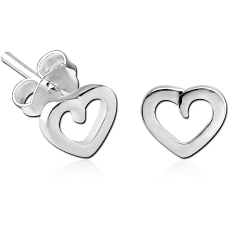 SILVER EAR STUDS PAIR - HEART