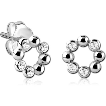 STERLING SILVER 925 JEWELED EAR STUDS PAIR