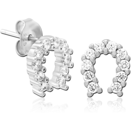 STERLING SILVER 925 JEWELED EAR STUDS PAIR