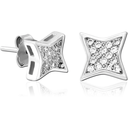 STERLING SILVER 925 JEWELED EAR STUDS PAIR