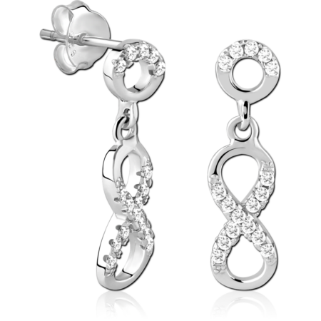 STERLING SILVER 925 JEWELED EAR STUDS PAIR - DANLING INFINITY